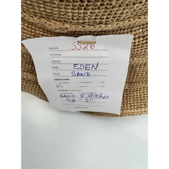 JANESSA LEONE Bucket Hat Women’s Sand Small 100% Raffia Straw New Sample - Picture 4 of 4